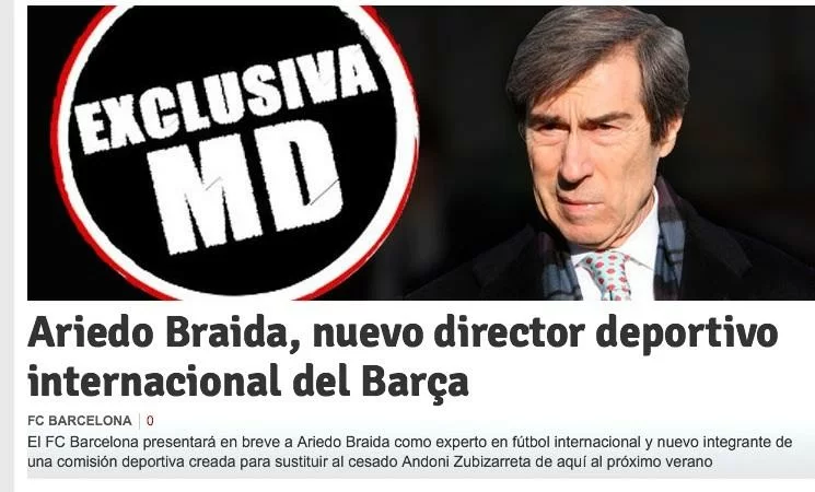 Dalla Spagna: Braida nuovo direttore sportivo del Barcellona
