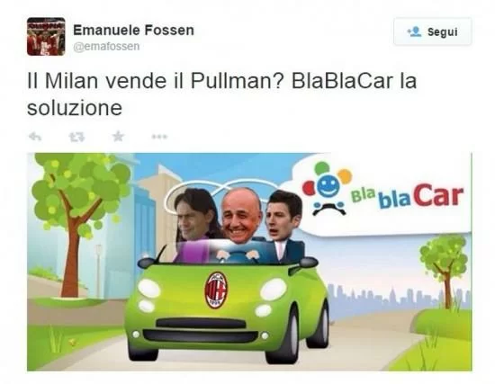 FOTO – Il Milan vende il pullman e la rete si scatena
