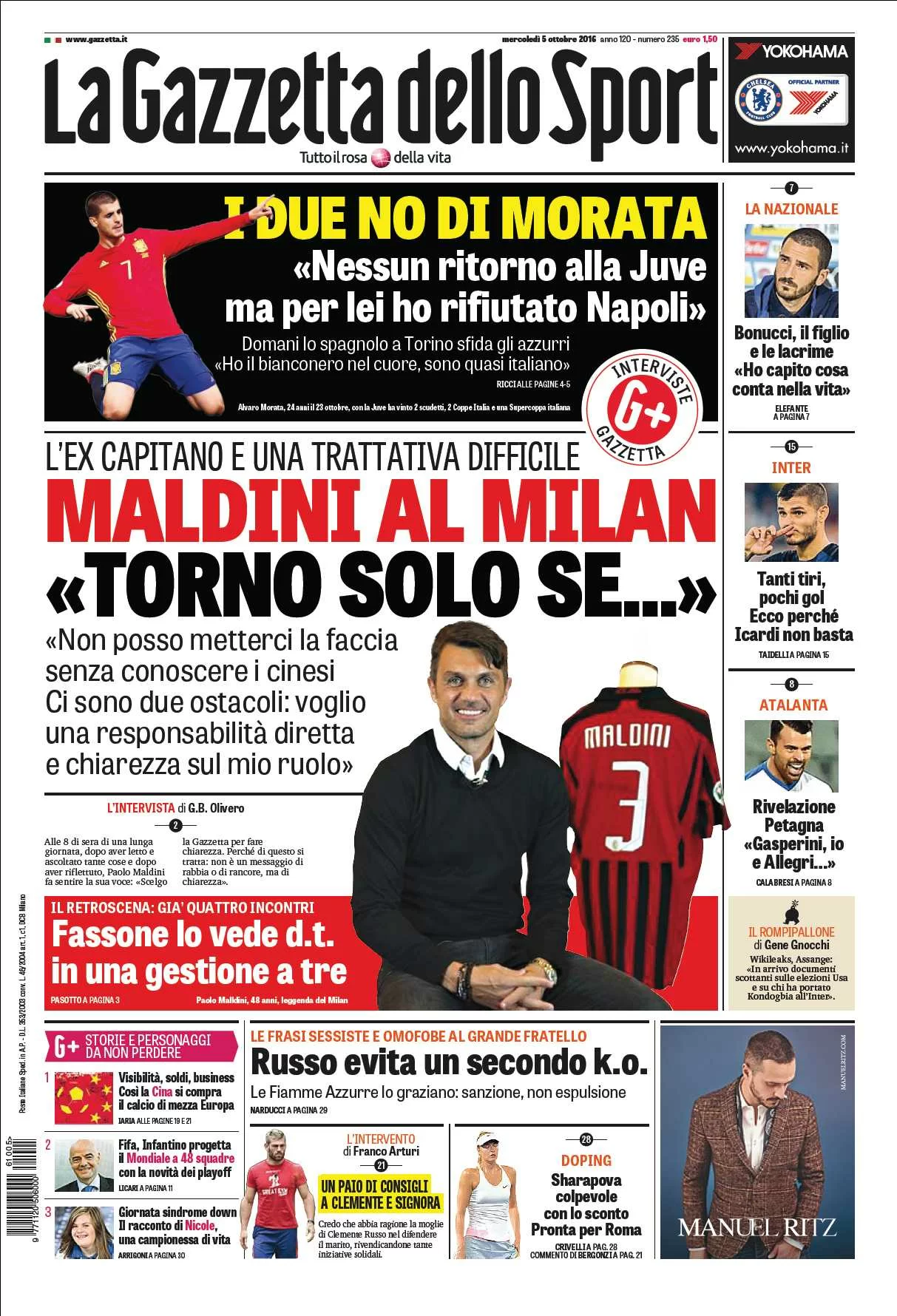 GaSport, “Maldini al Milan: torno solo se…”