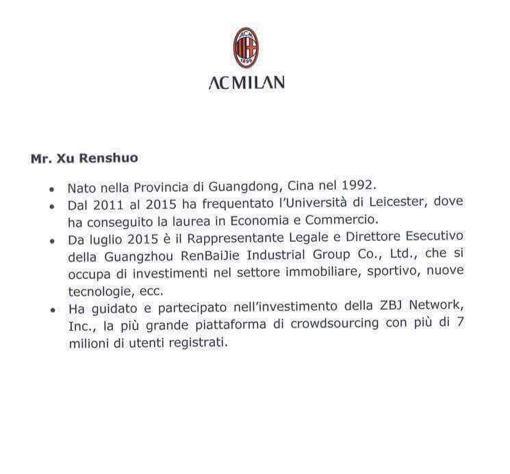 Assemblea dei soci, ecco il curriculum di Xu Renshuo