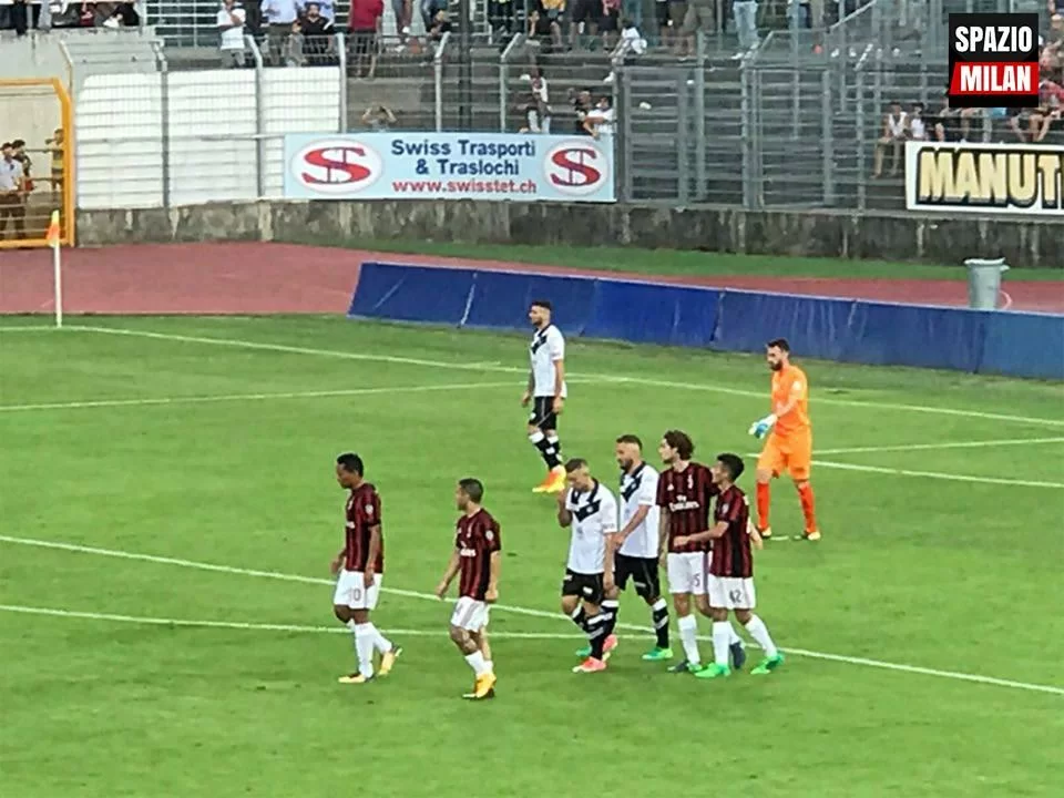 SM FOTO/ Lugano-Milan, l’esultanza dei rossoneri a seguito del gol di Crociata