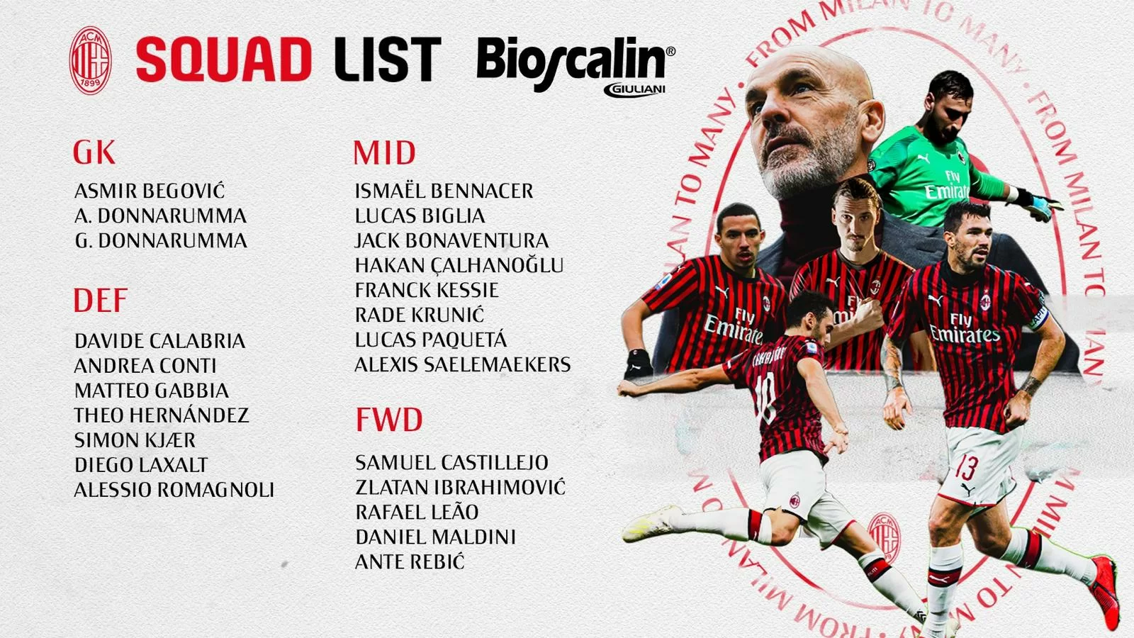 I convocati per SPAL-Milan: torna Ibrahimovic