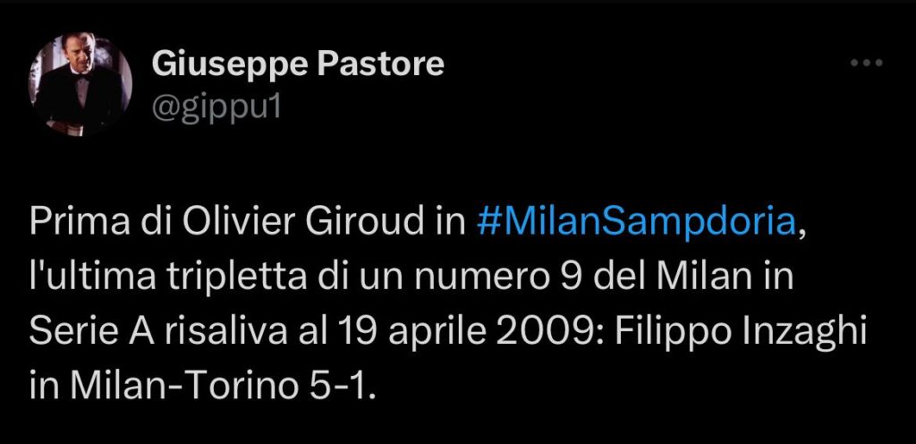 Milan Sampdoria tripletta Giroud tweet
