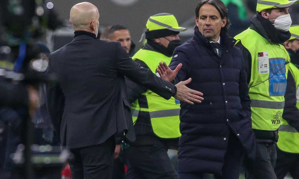 Pioli e Inzaghi che si stringono la mano
