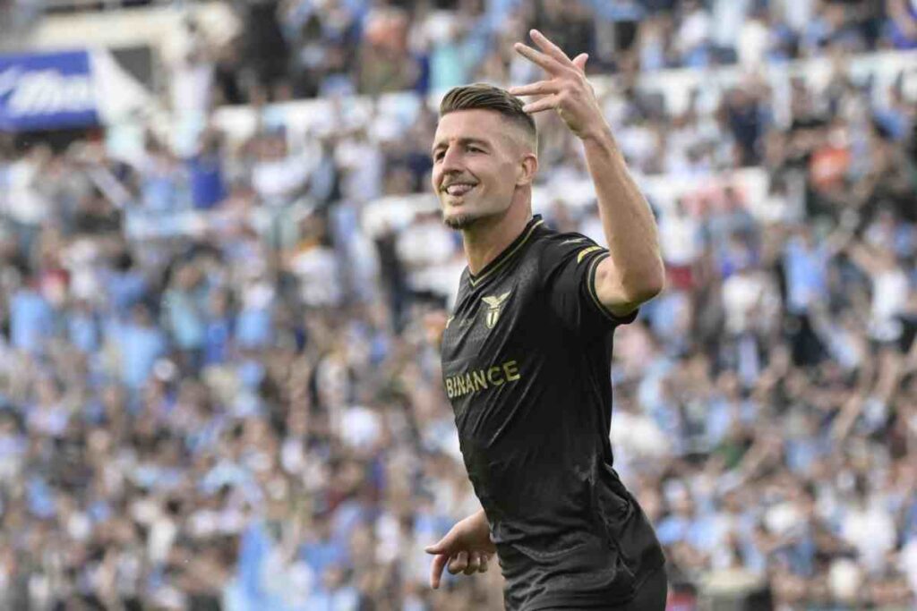 Milinkovic esulta con la Lazio