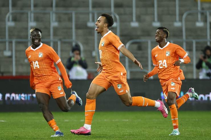 Guéla Doué esulta con la Costa d'Avorio