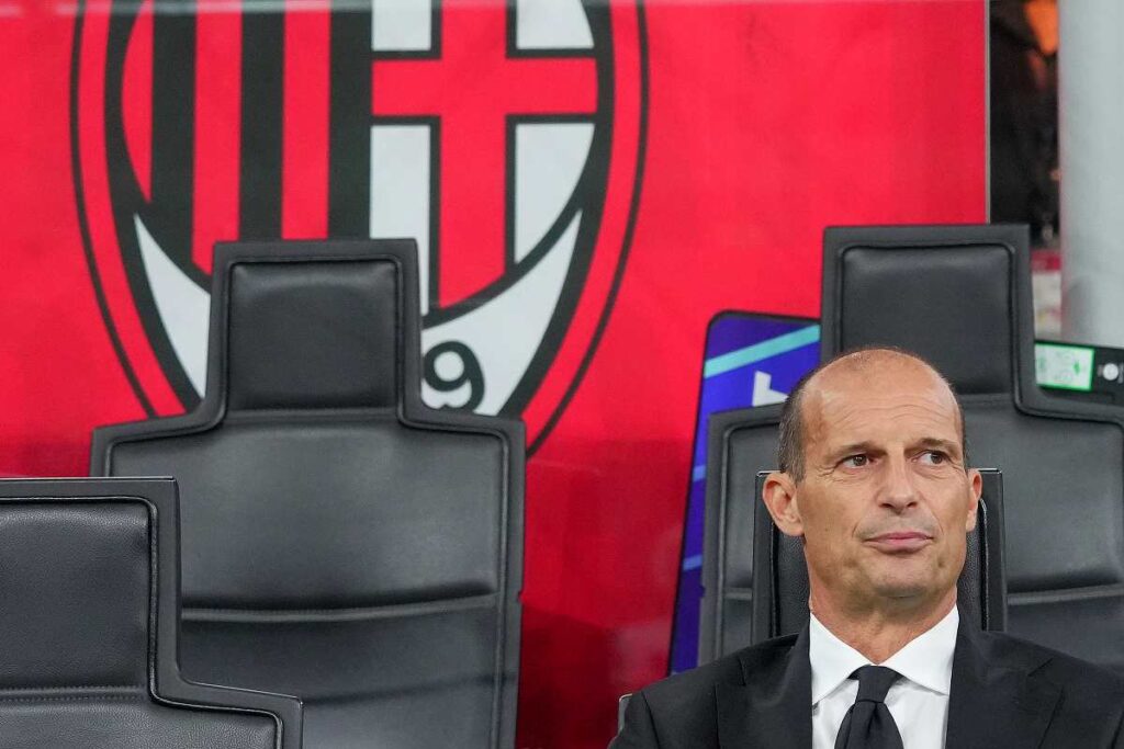 Allegri allenatore del Milan in primo piano