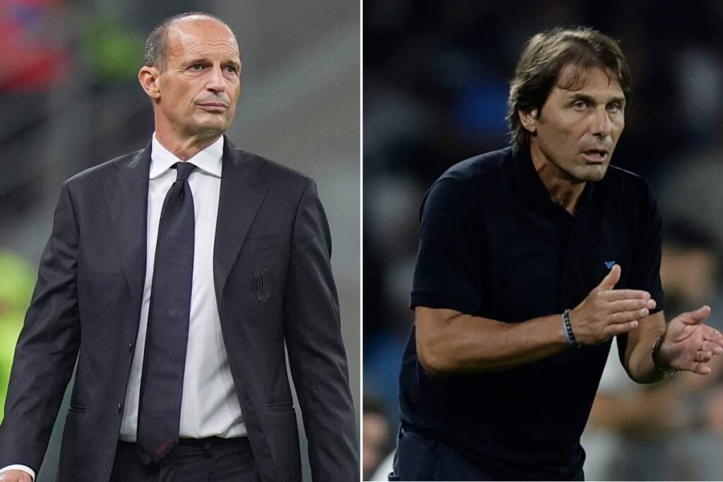 Allegri e Conte in primo piano in collage