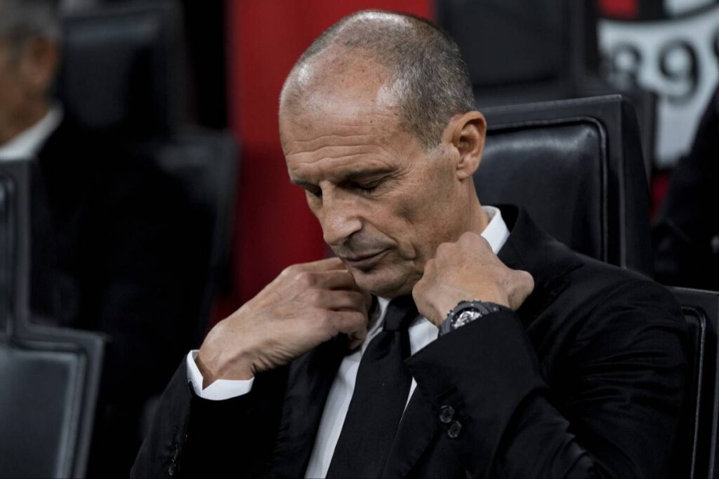 Max Allegri in panchina durante Milan Pisa