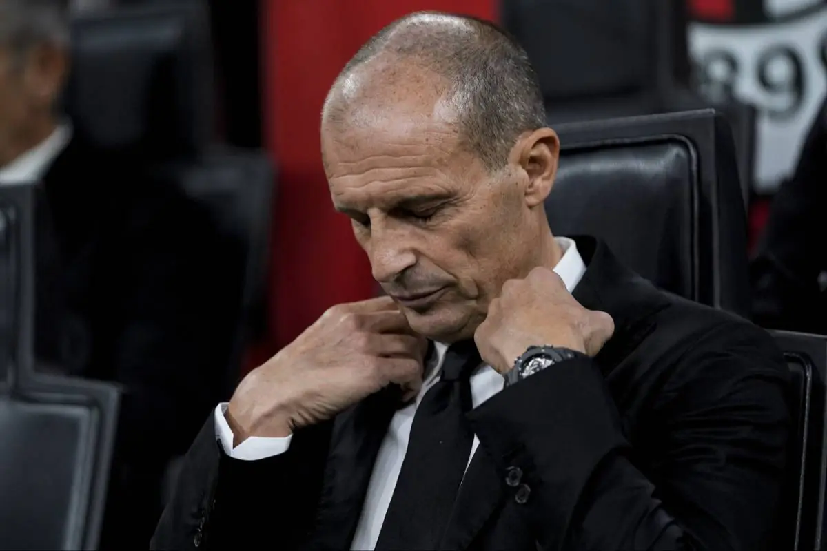 Max Allegri in panchina durante Milan Pisa