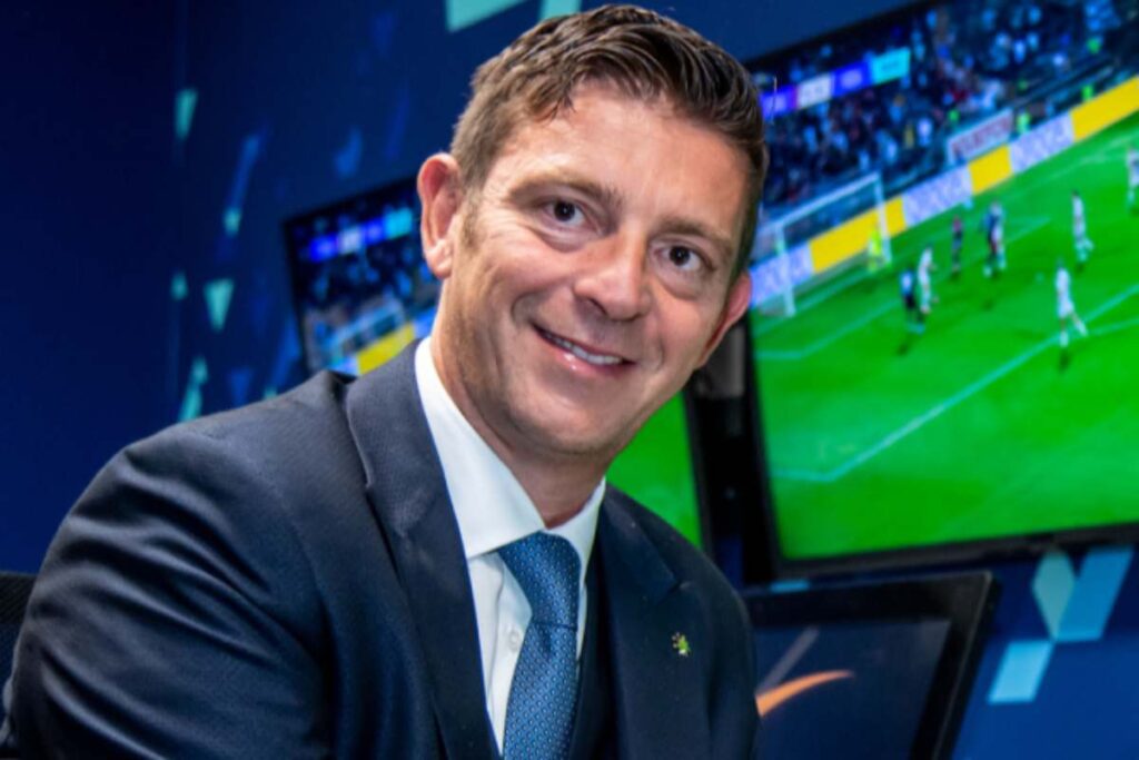 Gianluca Rocchi designatore arbitrale, alla presentazione del centro Var della Lega Serie A