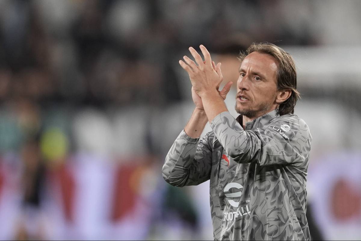 Luka Modric durante il riscaldamento di Juventus-Inter