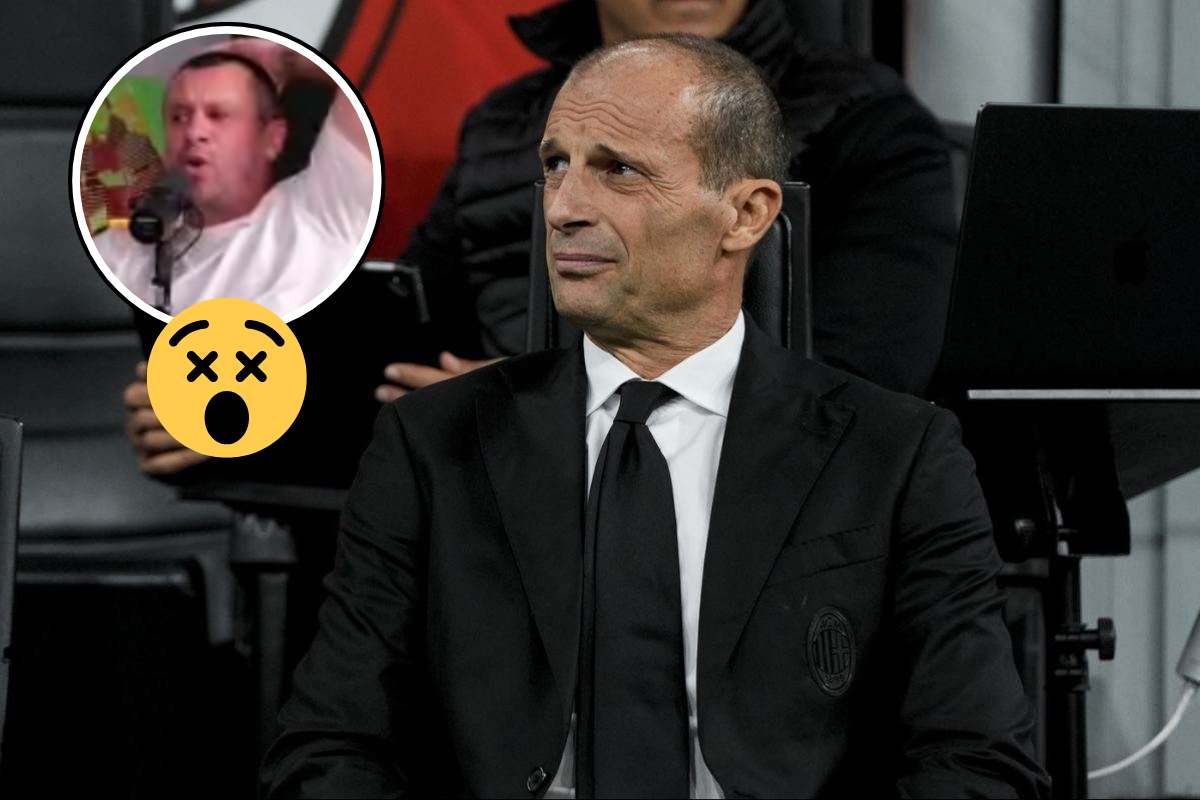 Massimiliano Allegri in panchina e Antonio Cassano durante la sua trasmissione