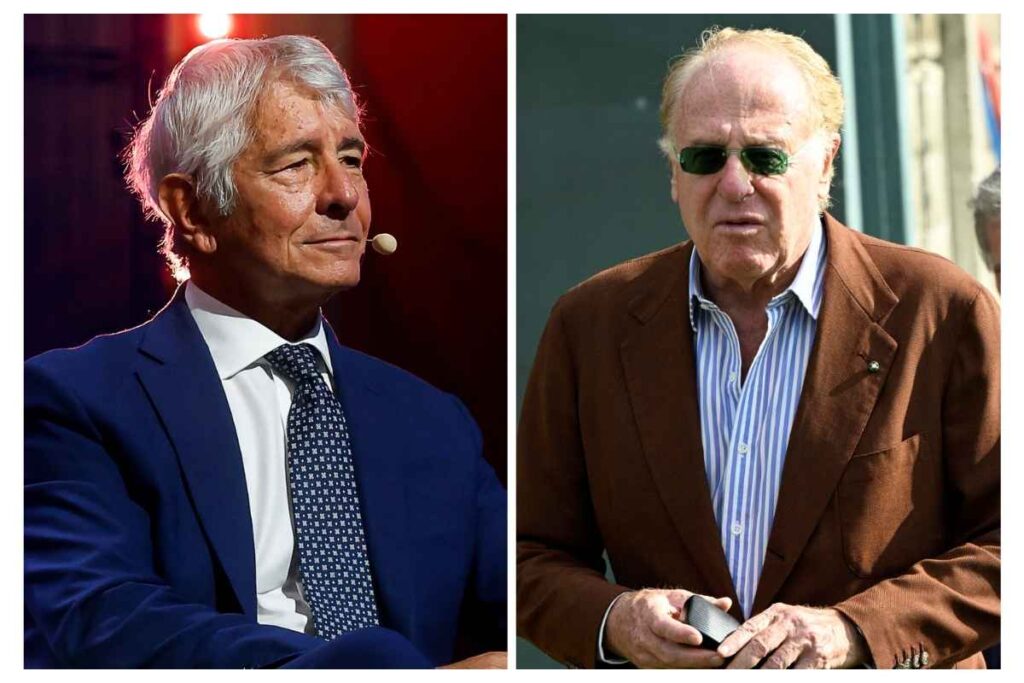 Il ministro Andrea Abodi raffigurato in collage accanto al presidente del Milan Scaron