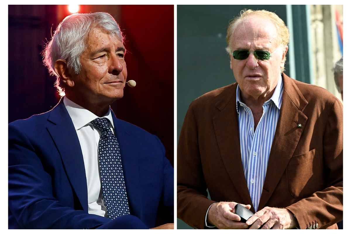 Il ministro Andrea Abodi raffigurato in collage accanto al presidente del Milan Scaron