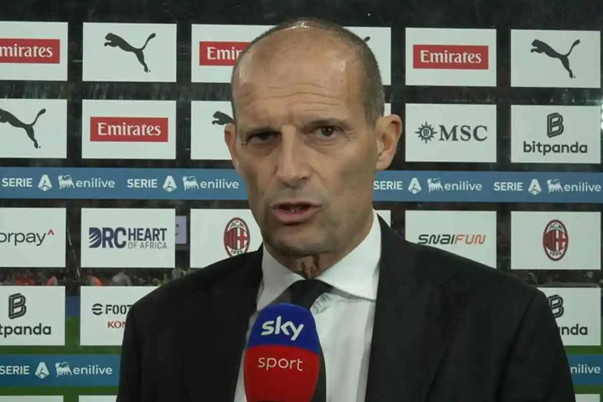 Massimiliano Allegri, allenatore del Milan, durante l’intervista pre-partita con Sky Sport in Serie A 2025/26.
