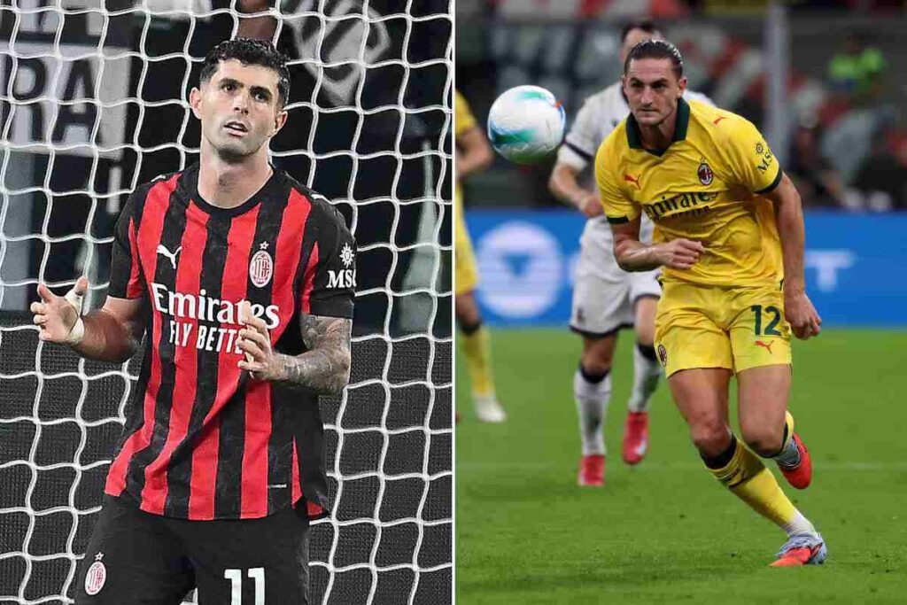 Christian Pulisic e Adrien Rabiot in campo con la maglia del Milan
