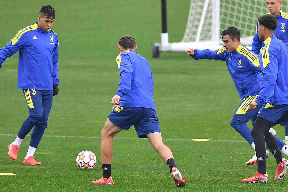 I calciatori della Juventus in allenamento