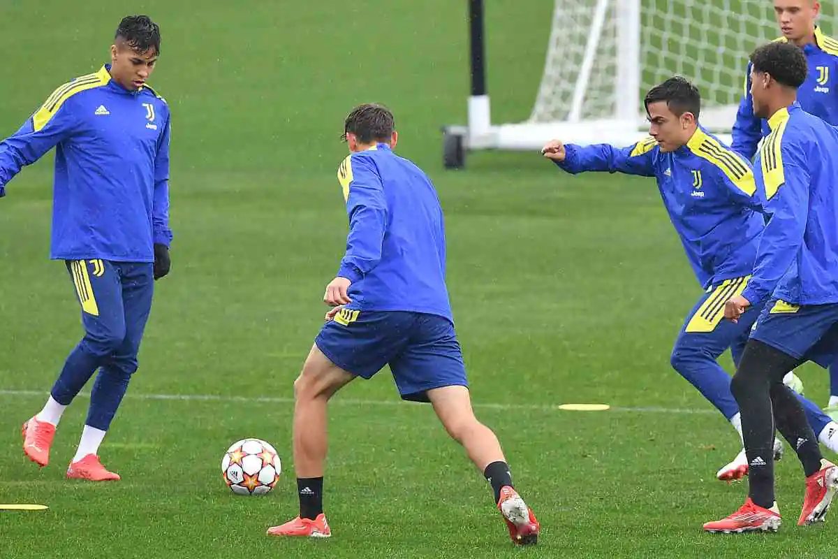I calciatori della Juventus in allenamento