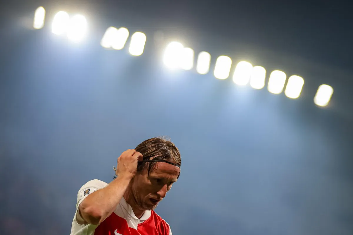 Luka Modric, centrocampista del Milan, nel corso di un match con la nazionale croata