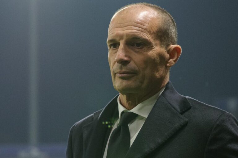 Massimiliano Allegri durante la fgara di Serie A 2025 contro il Parma