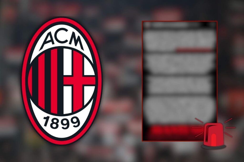 Collage che ritrae il logo del Milan e il duro comunicato che riaccende il caso