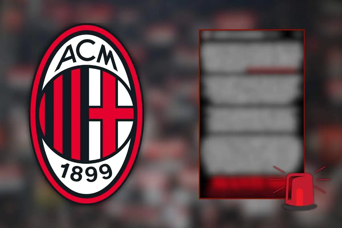 Collage che ritrae il logo del Milan e il duro comunicato che riaccende il caso
