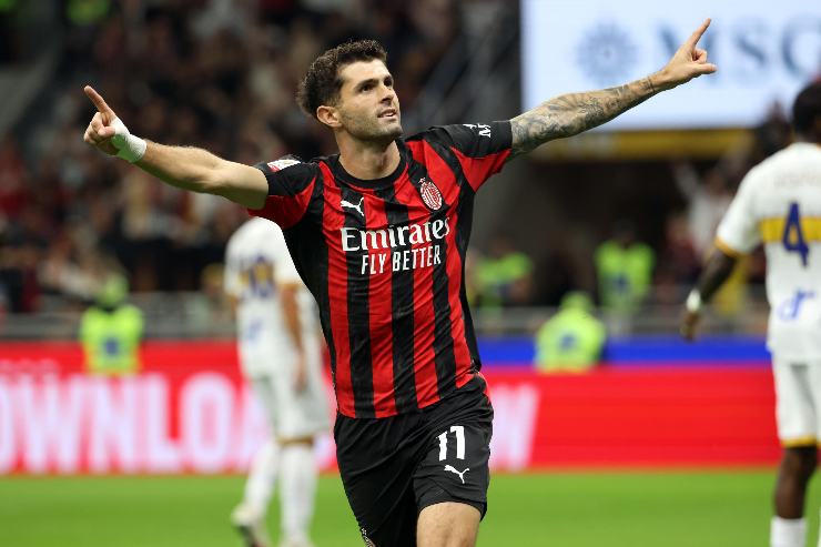 Pulisic esulta dopo aver segnato contro il Lecce