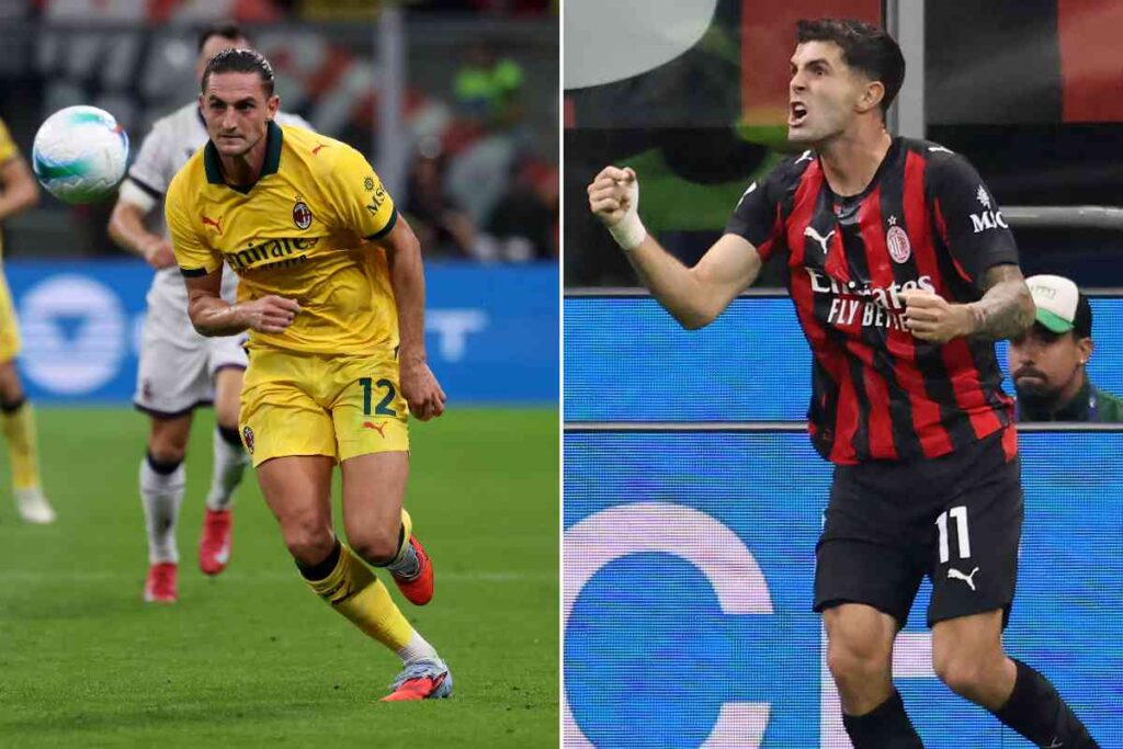 Adrien Rabiot e Christian Pulisic in azione con la maglia del Milan