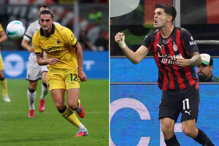 Adrien Rabiot e Christian Pulisic in azione con la maglia del Milan