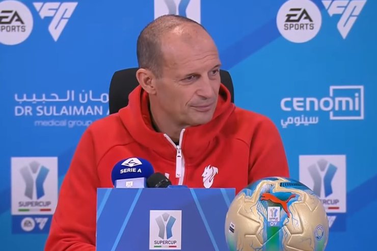 Massimiliano Allegri durante la conferenza stampa alla vigilia della semifinale di Supercoppa tra Napoli e Milan