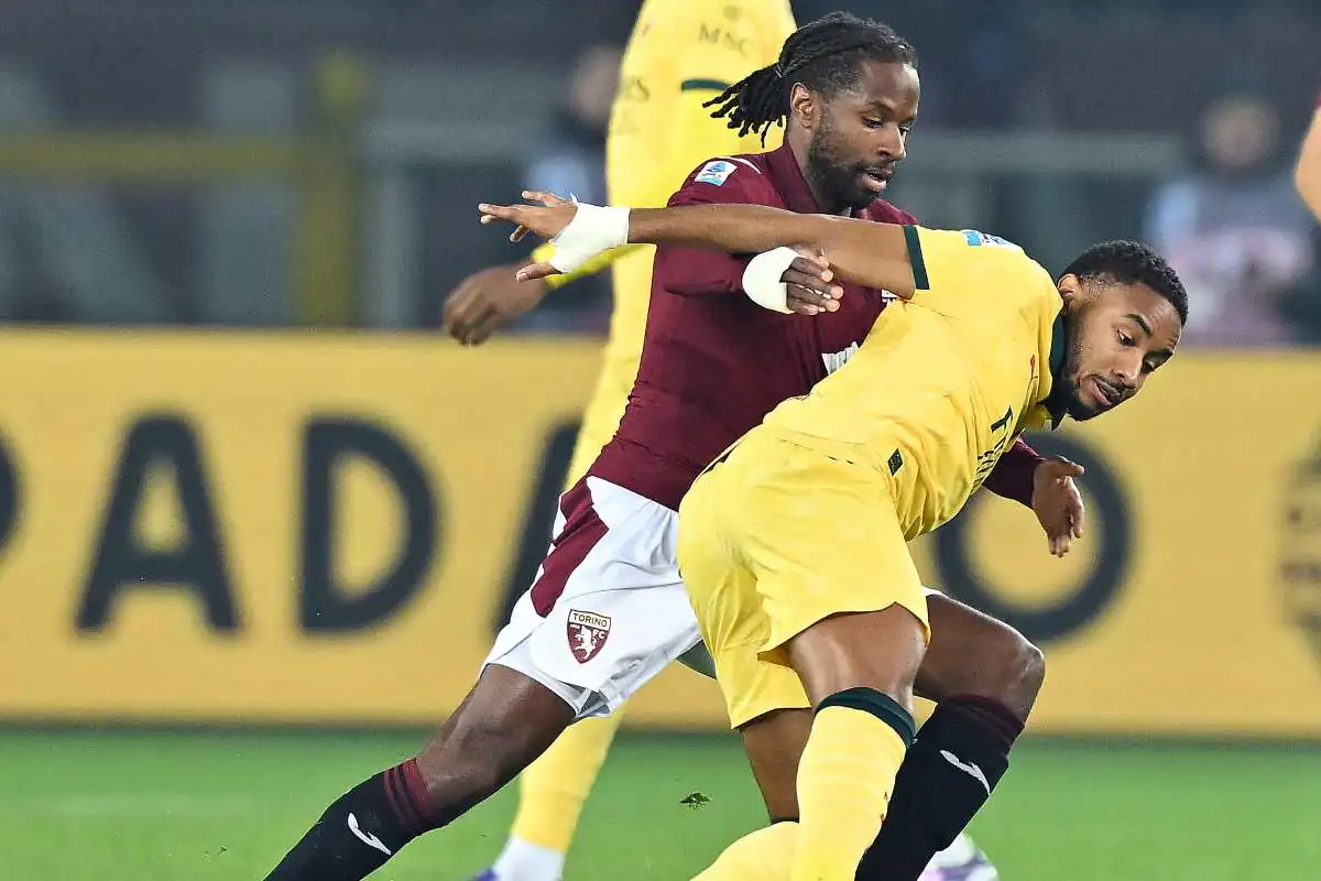 Christopher Nkunku in azione durante la sfida di campionato tra Torino e Milan