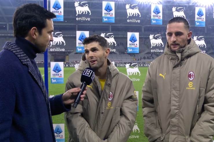 Christian Pulisic e Adrien Rabiot ai microfoni di DAZN dopo la vittoria del Milan per 3-2 contro il Torino