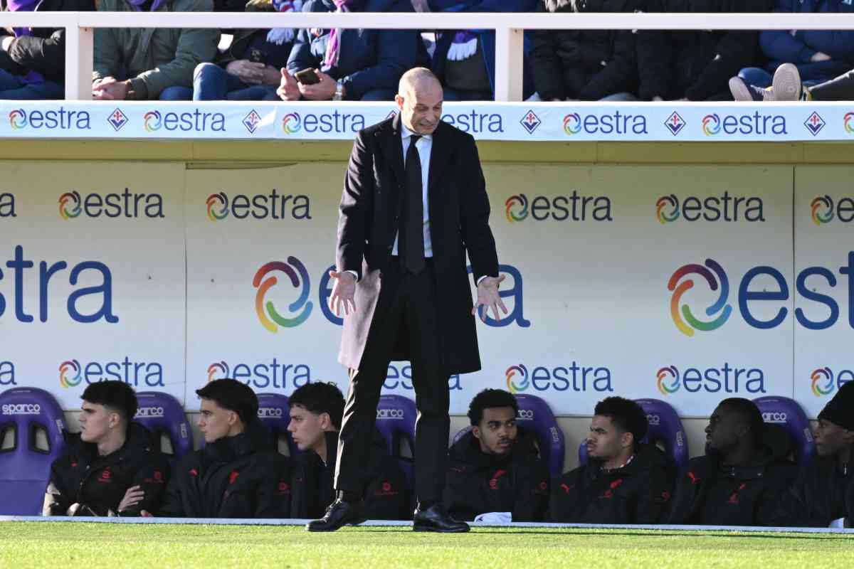 Max Allegri arrabbiato durante la sfida al Franchi tra la Fiorentina e il Milan