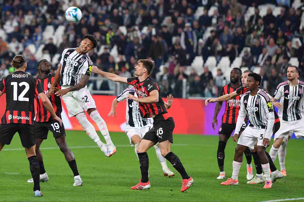 Milan e Juventus in campo all'Allianz Stadium durante una sfida di campionato