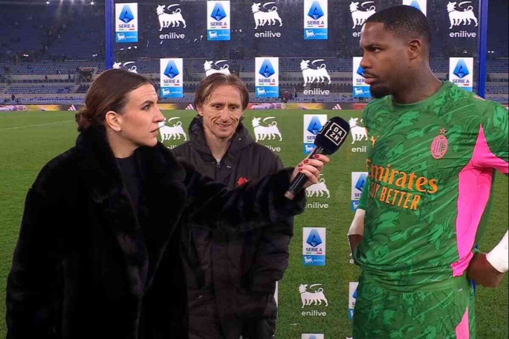 Modric e Maignan ai microfoni Dazn dopo Roma-Milan