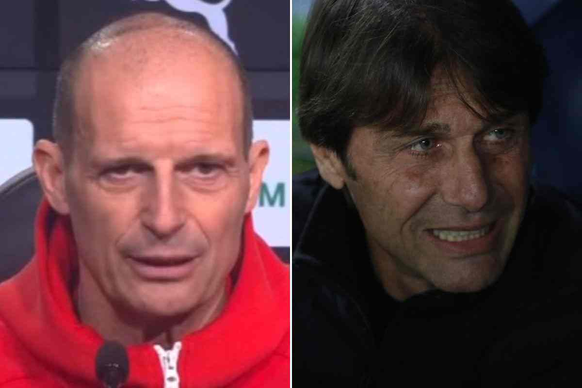 Collage con Massimiliano Allegri, allenatore del Milan, e Antonio Conte, allenatore del Napoli