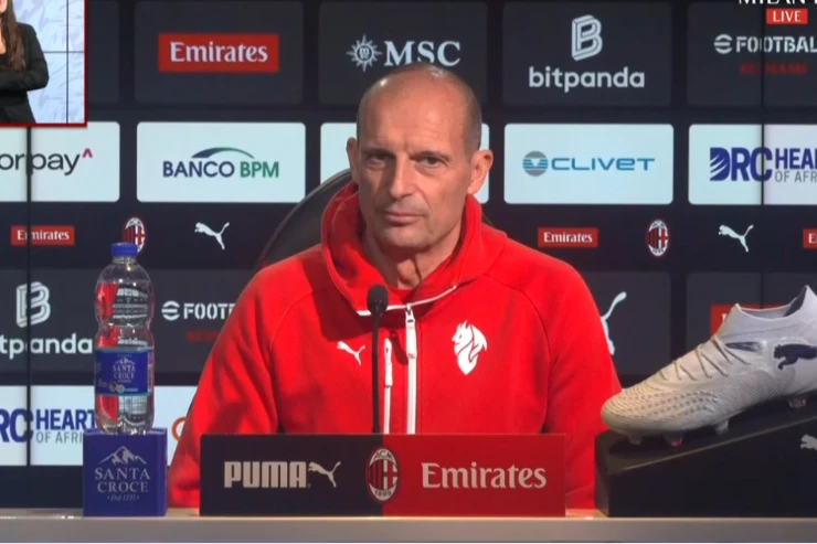 Max Allegri in conferenza stampa alla vigilia della sfida di Serie A tra Lazio e Milan