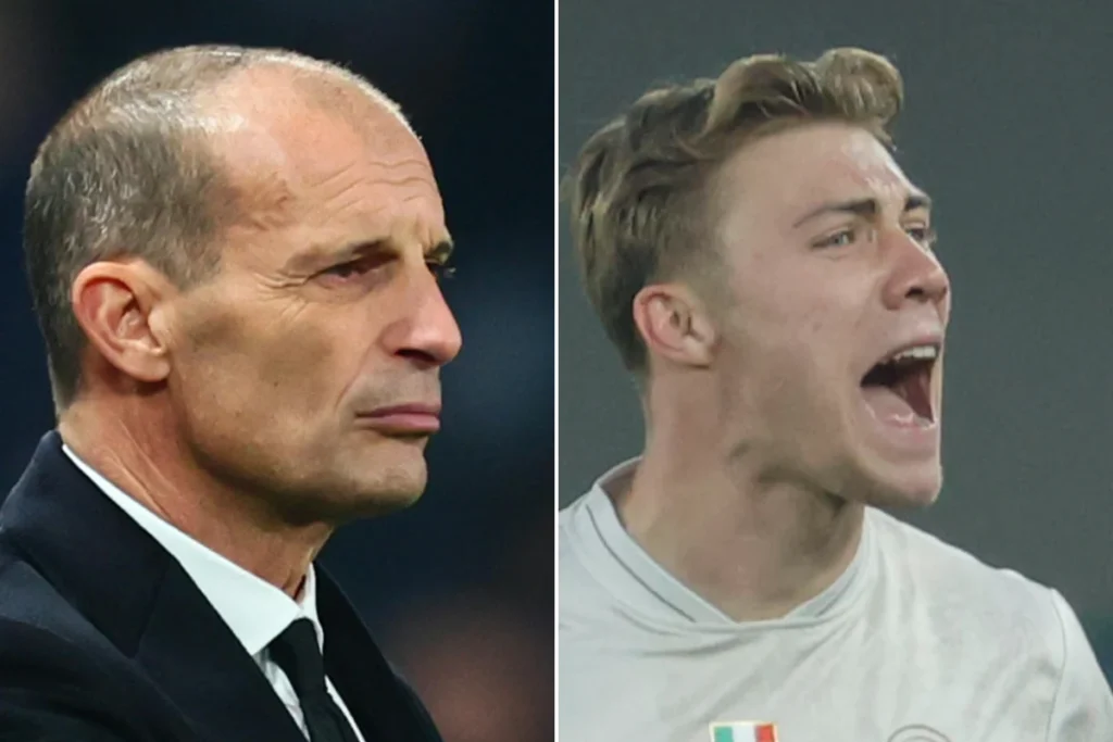 Massimiliano Allegri e Rasmus Hojlund in campo per Napoli-Milan.