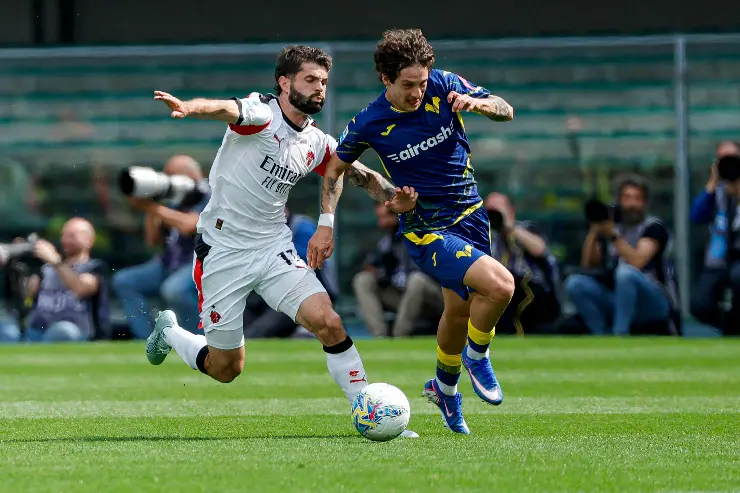 Christian Pulisic, attaccante del Milan, nel corso del match contro il Verona