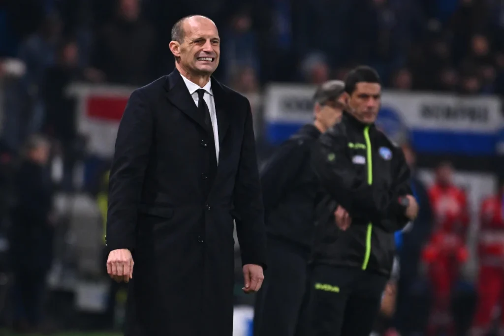 Massimiliano Allegri, allenatore del Milan, nel corso del match contro l'Atalanta