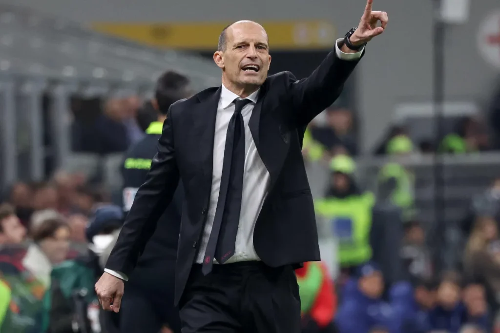 Massimiliano Allegri, allenatore del Milan, nel corso del match contro l'Inter