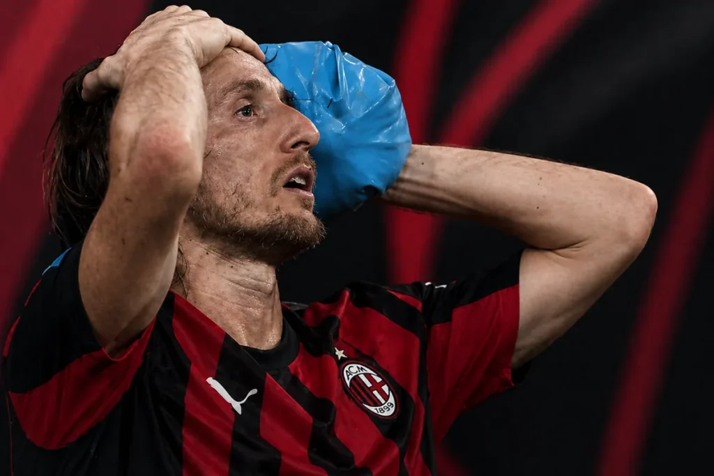 Luka Modric infortunato in Milan-Juve