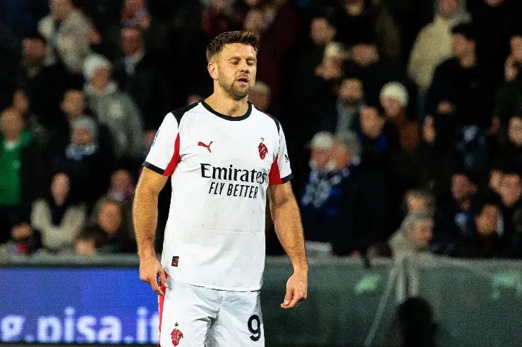 Niclas Fullkrug, attaccante del Milan, nel corso del match contro il Pisa