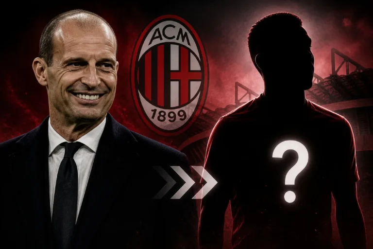 Massimiliano Allegri e Gabriel Jesus con logo AC Milan: la possibile trattativa di mercato