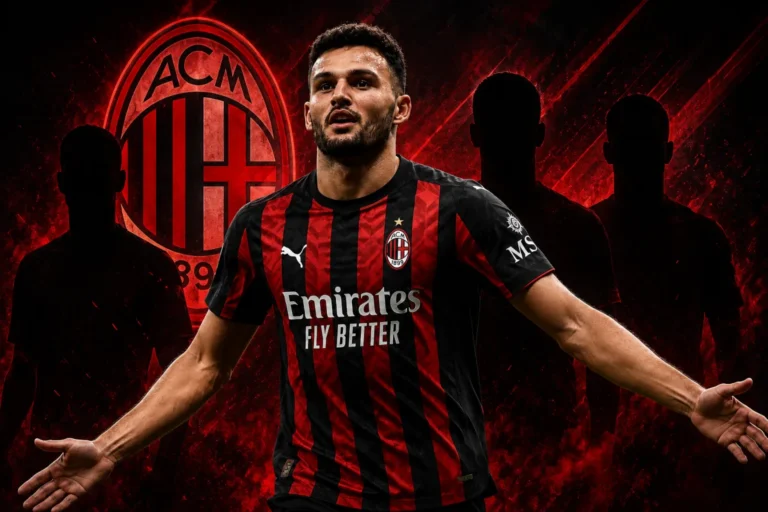 Goncalo Ramos in maglia Milan: sullo sfondo 3 silhouette per le possibili alternative di mercato
