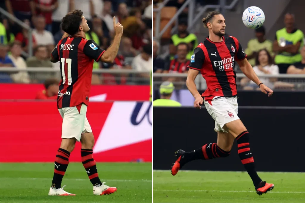 Pulisic e Rabiot con la maglia del Milan durante una partita